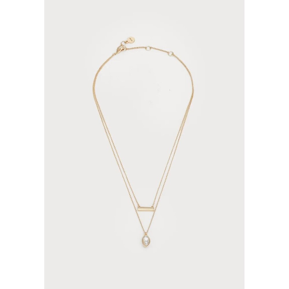 DKNY NALA Gold-Tone Crystal Necklace Polished Brass 46cm Adjustable